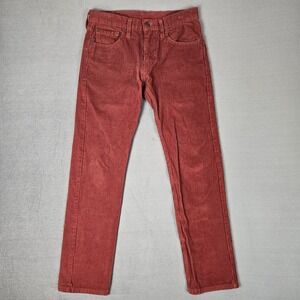 Levis 502 Pants Mens 28x32 (Fits 30x29) Corduroy Cord Tapered Cotton Stretch Red